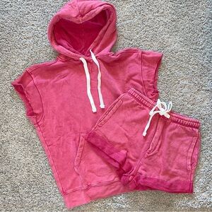 Splits59 French Terry Kitty Short-Sleeved Hoodie Terry Shorts Set Size Medium